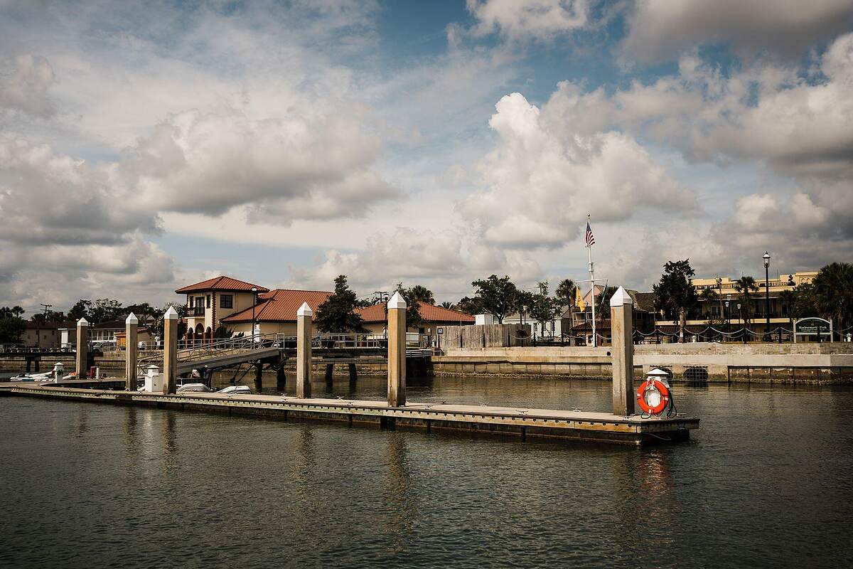 The bayfront seawall along the Matanzas River in St. Augustine